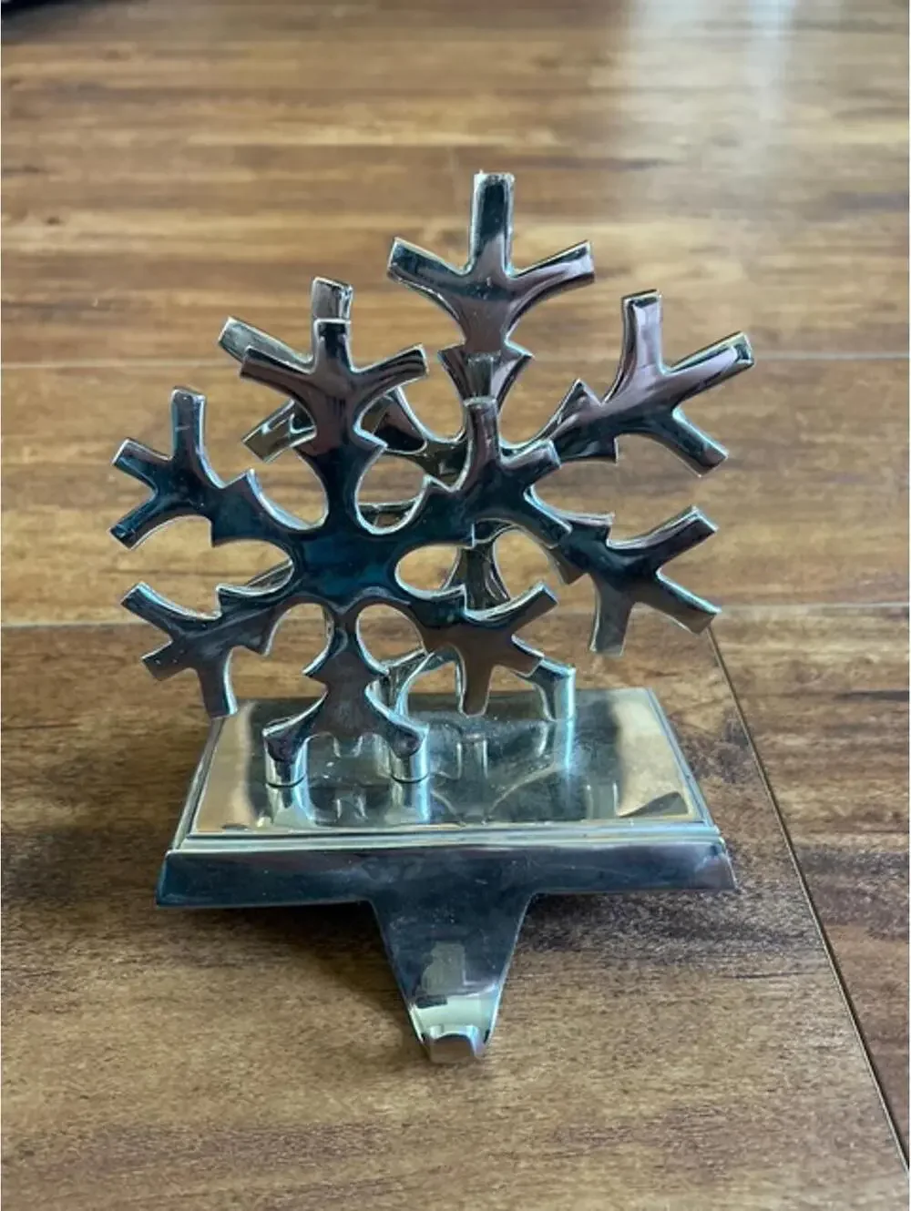 Set of 3 Silver Snowflake Stocking Holders Made in India